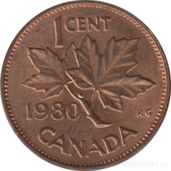 Монета. Канада. 1 цент 1980 год.
