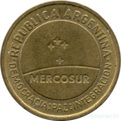 Монета. Аргентина. 50 сентаво 1998 год. Меркосур - общий рынок стран Южной Америки.