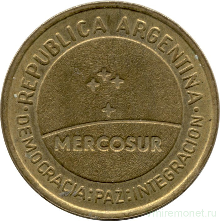 Монета. Аргентина. 50 сентаво 1998 год. Меркосур - общий рынок стран Южной Америки.