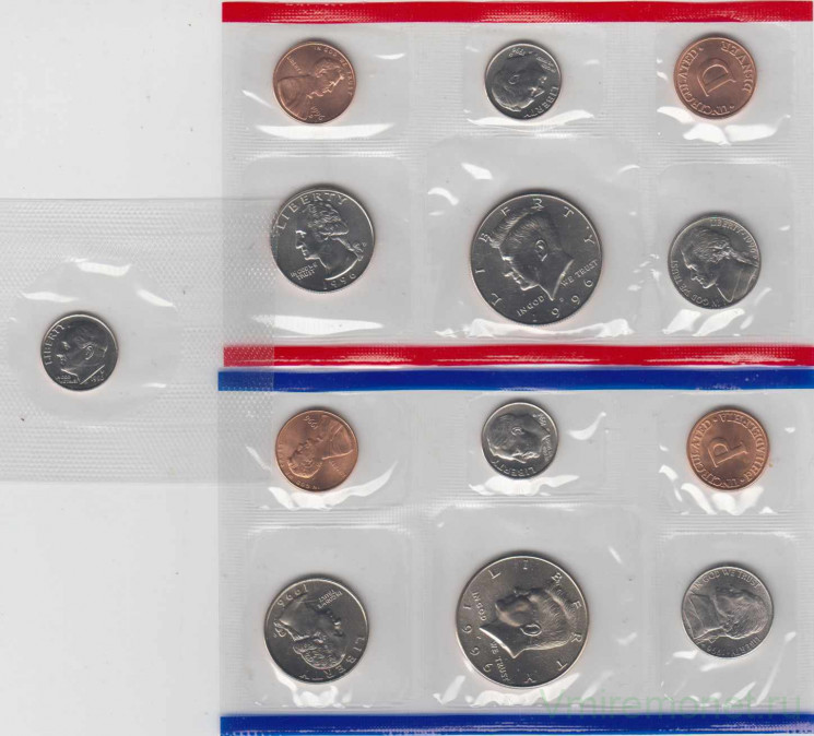 Монета. США. Годовой набор 1996 год. Монетные дворы P, D и W.