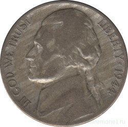 Монета. США. 5 центов 1944 год. Монетный двор P.