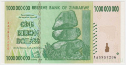 Банкнота. Зимбабве. 1000000000 долларов 2008 год.
