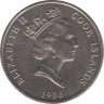 Монета. Острова Кука. 50 центов 1988 год. Черепаха. ав.