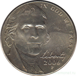 Монета. США. 5 центов 2006 год. Монетный двор P.