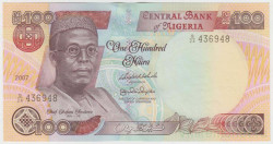 Банкнота. Нигерия. 100 найр 2007 год. Тип 28h.