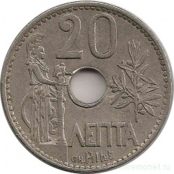 Монета. Греция. 20 лепт 1912 год.