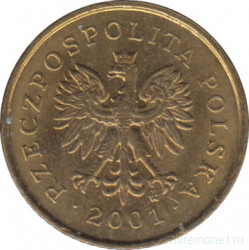 Монета. Польша. 1 грош 2001 год.