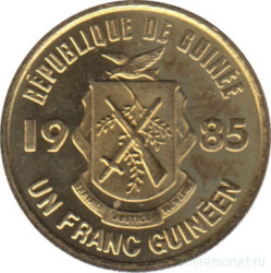 Монета. Гвинея. 1 франк 1985 год.