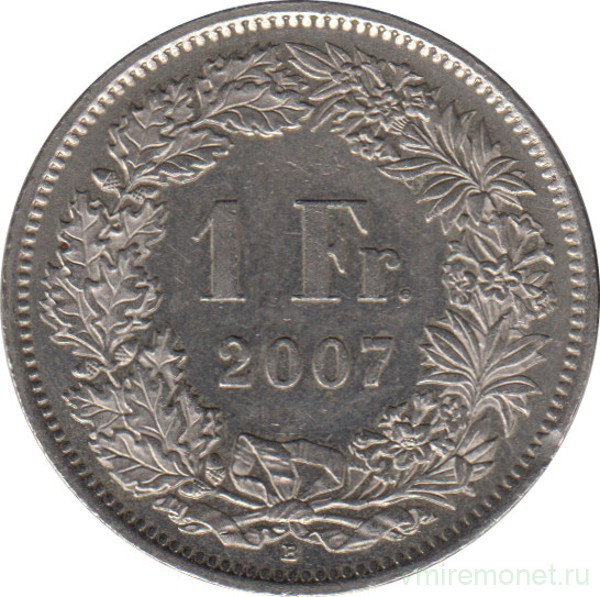 Монета. Швейцария. 1 франк 2007 год.
