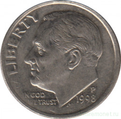 Монета. США. 10 центов 1998 год. Монетный двор P. 
