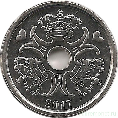 Монета. Дания. 1 крона 2017 год.