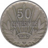 Монета. Уругвай. 50 сентесимо 1943 год. ав.