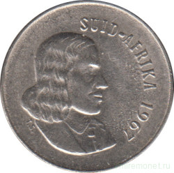 Монета. Южно-Африканская республика (ЮАР). 5 центов 1967 год. Аверс - "SUID-AFRIKA".