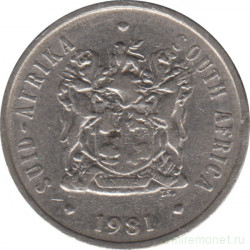 Монета. Южно-Африканская республика (ЮАР). 20 центов 1981 год.