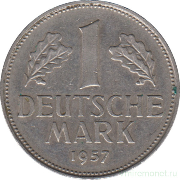 Монета. ФРГ. 1 марка 1957 год. Монетный двор - Гамбург (J).