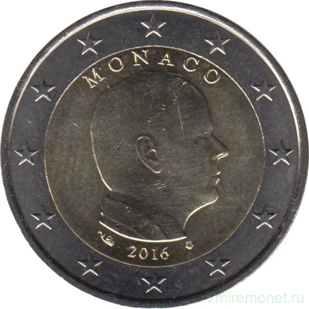 Монета. Монако. 2 евро 2016 год.