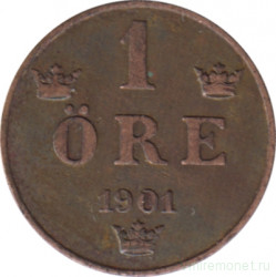 Монета. Швеция. 1 эре 1901 год.