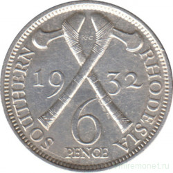Монета. Южная Родезия. 6 пенсов 1932 год.