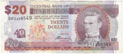 Банкнота. Барбадос. 20 долларов 2012 год. 40 лет Центральному банку Барбадоса. Тип 72.