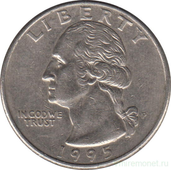 Монета. США. 25 центов 1995 год. Монетный двор P.