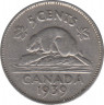 Монета. Канада. 5 центов 1939 год. ав.