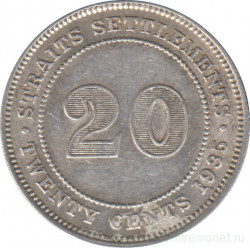Монета. Стрейтс Сетлментс. 20 центов 1935 год.