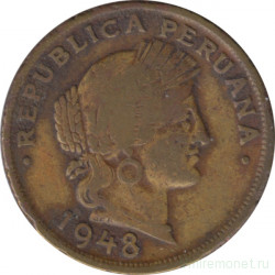 Монета. Перу. 20 сентаво 1948 год.