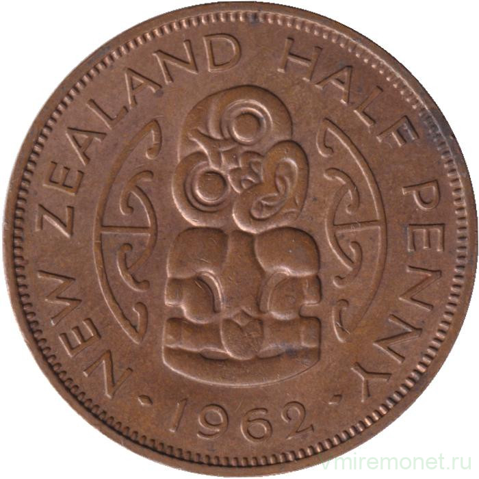 Монета. Новая Зеландия. 1/2 пенни 1962 год.