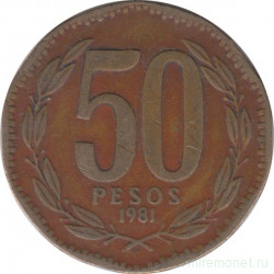 Монета. Чили. 50 песо 1981 год.