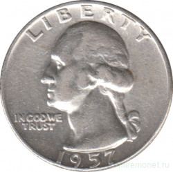 Монета. США. 25 центов 1957 год. Монетный двор D.