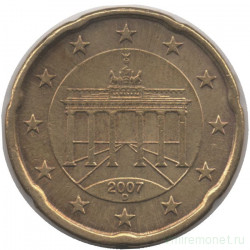 Монета. Германия. 20 центов 2007 год. (D).