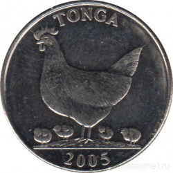 Монета. Тонга. 5 сенити 2005 год. Магнитная.