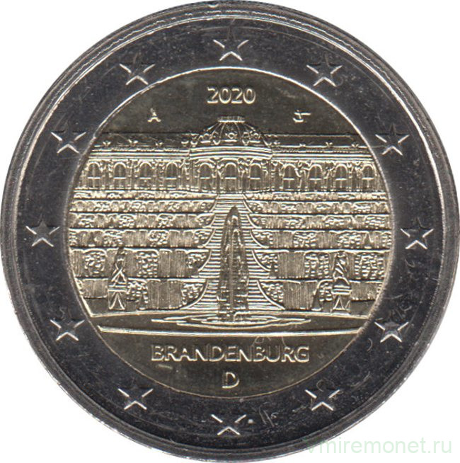 Монета. Германия. 2 евро 2020 год. Бранденбург (A).