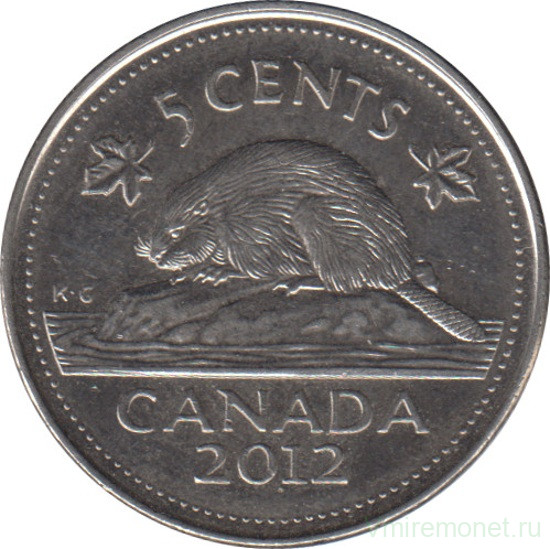 Монета. Канада. 5 центов 2012 год.