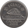 Монета. Канада. 5 центов 2012 год. ав.