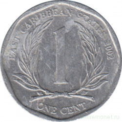 Монета. Восточные Карибские государства. 1 цент 2002 год.