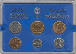 Монеты. Финляндия. Набор разменных монет в буклете. 1987 год.