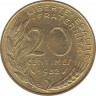  Монета. Франция. 20 сантимов 1982 год. ав.