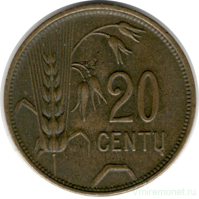 Монета. Литва. 20 центов 1925 год.