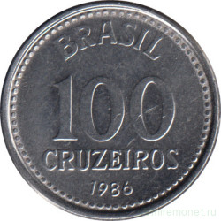 Монета. Бразилия. 100 крузейро 1986 год.