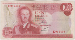 Банкнота. Люксембург. 100 франков 1970 год. Тип 56а.