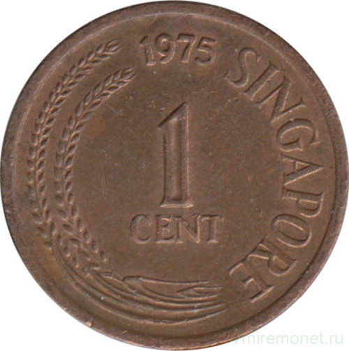 Монета. Сингапур. 1 цент 1975 год.