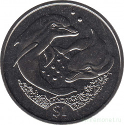 Монета. Великобритания. Британские Виргинские острова. 1 доллар 2006 год. Дельфины.