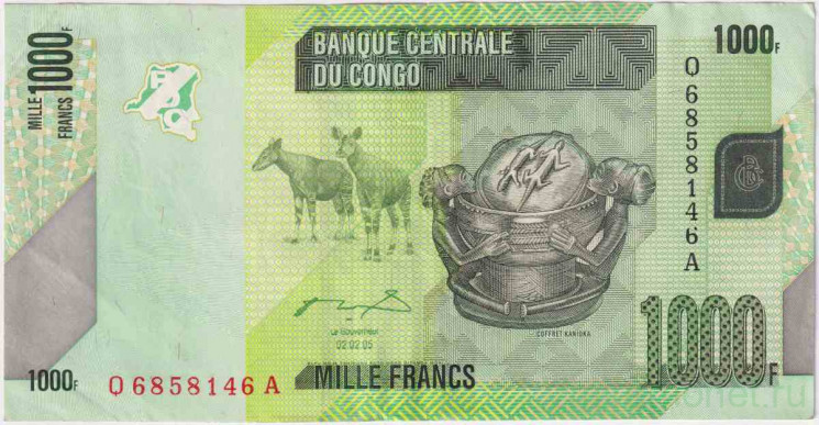 Банкнота. Демократическая Республика Конго. 1000 франков 2005 год. Тип 101а.