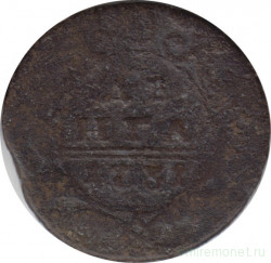 Монета. Россия. Деньга 1731 год. Двойная черта над датой.