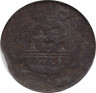 Монета. Россия. Деньга 1731 год. Двойная черта над датой. ав.