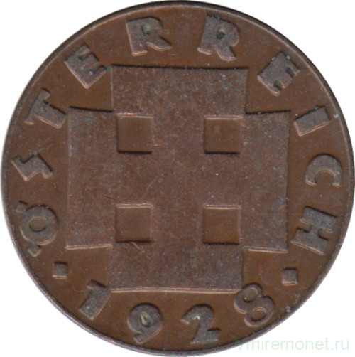 Монета. Австрия. 2 гроша 1928 год.