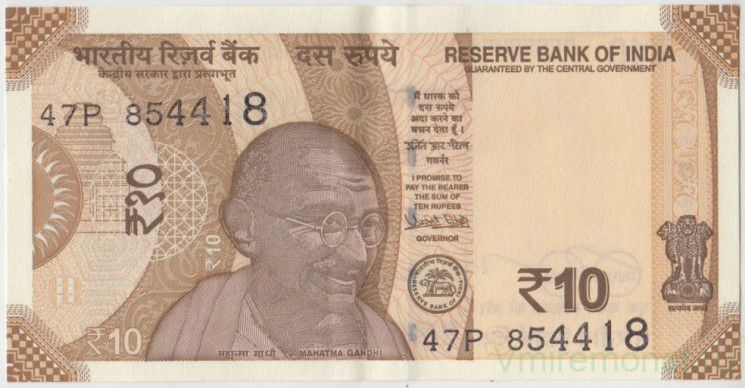 Банкнота. Индия. 10 рупий 2018 год. (S). Тип 109i.
