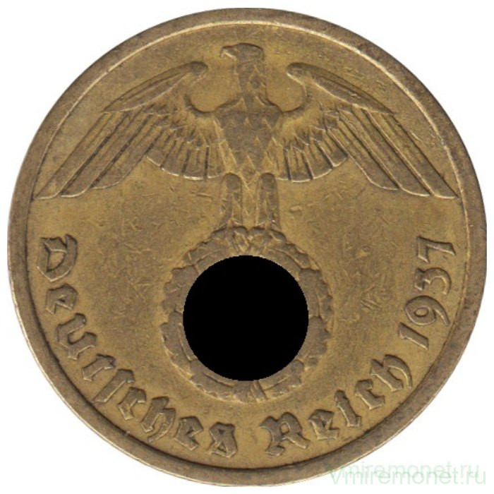 Монета. Германия. Третий Рейх. 10 рейхспфеннигов 1937 год. Монетный двор - Берлин (А).