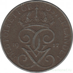 Монета. Швеция. 5 эре 1917 год. 